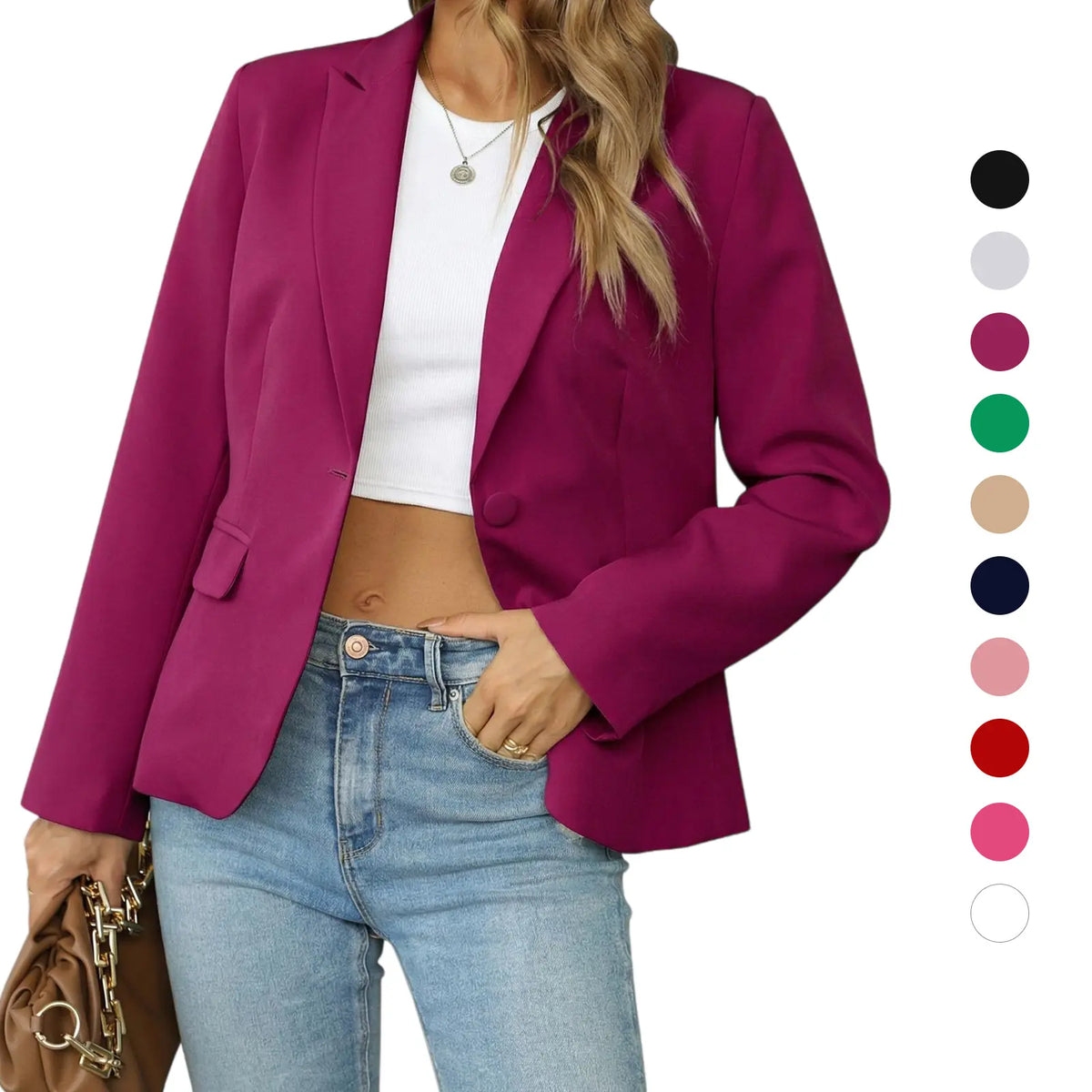 Women's Casual Blazer Jacket, Long Sleeve Black