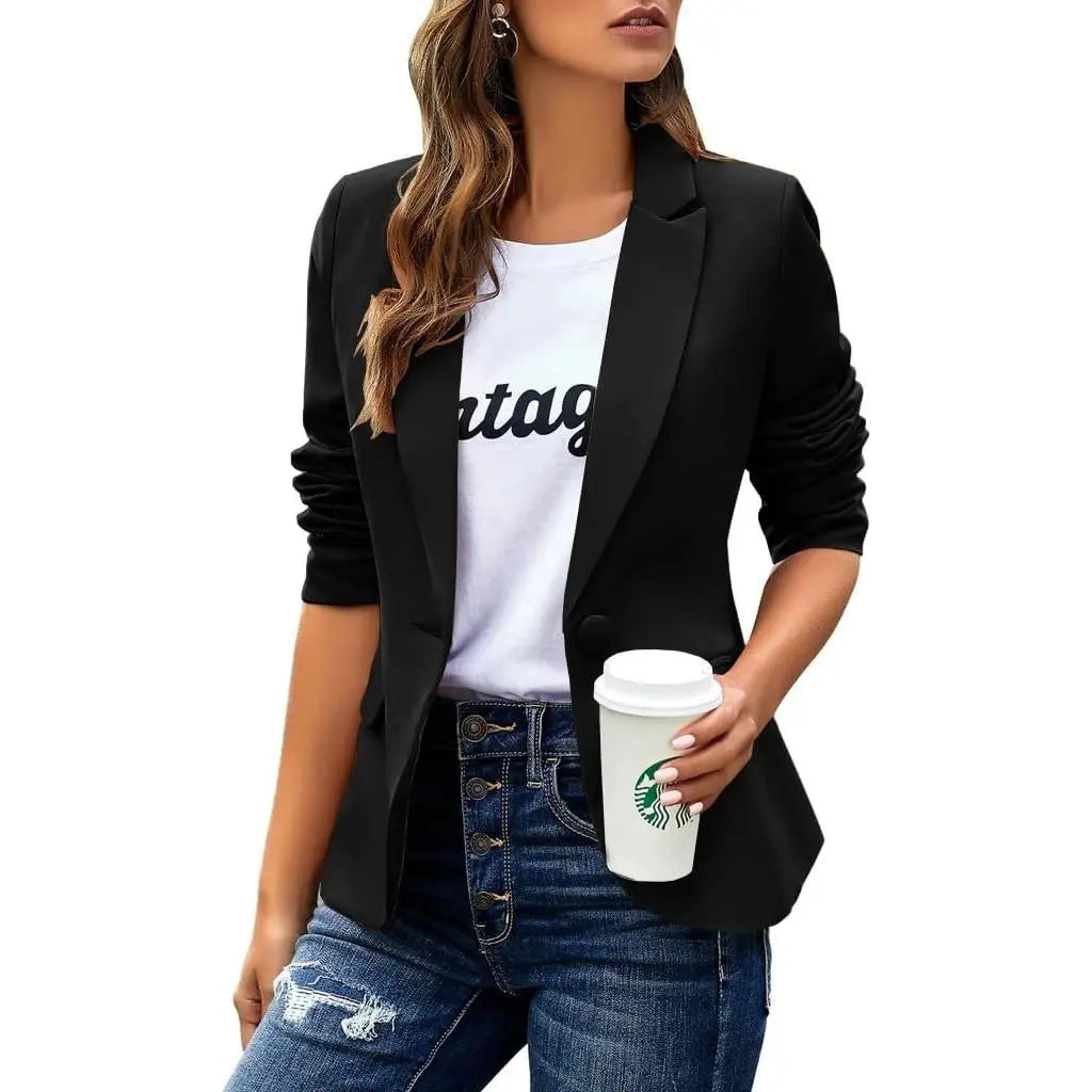 Women's Casual Blazer Jacket, Long Sleeve Black